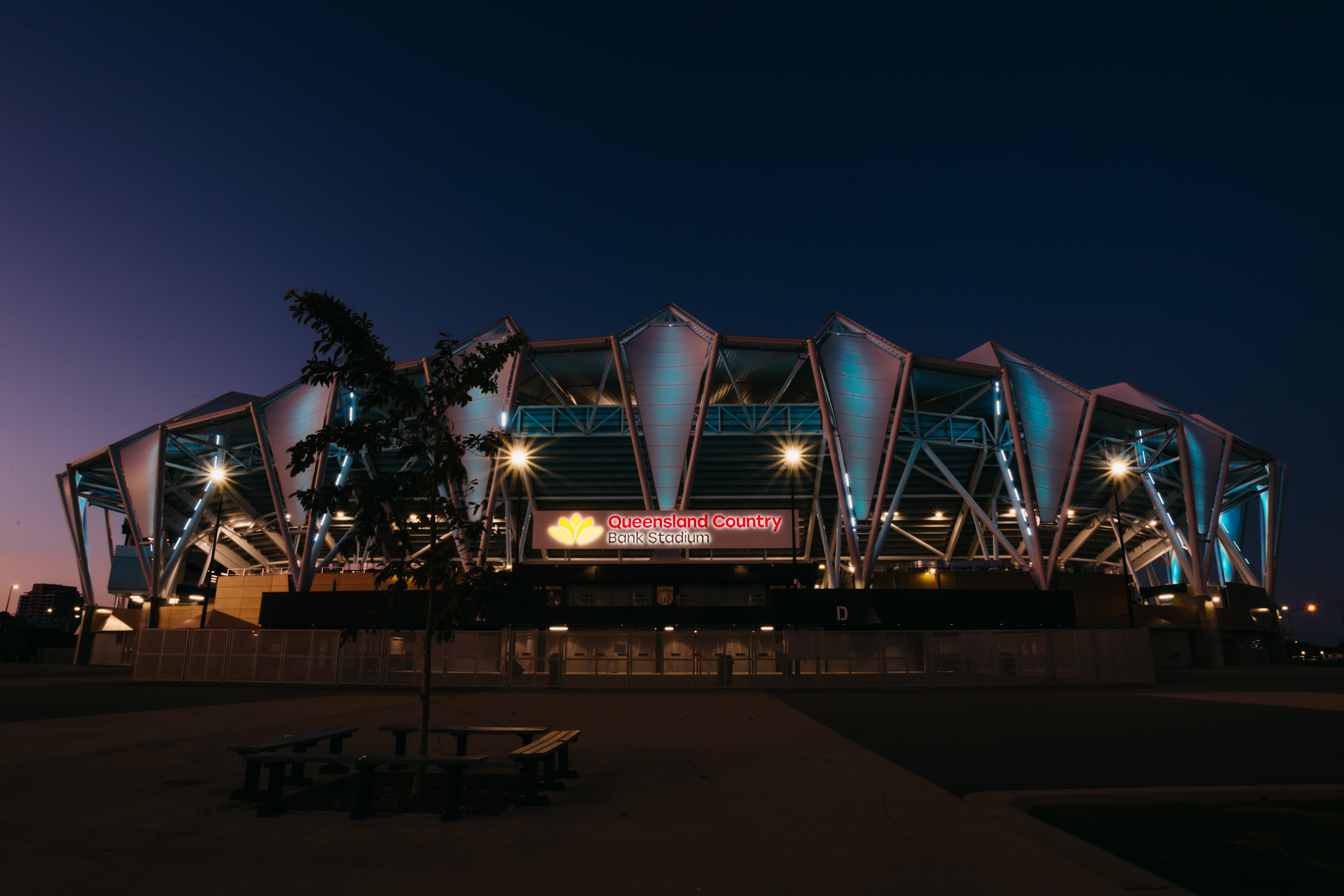 Queensland Country Bank Stadium LED Lights Blue