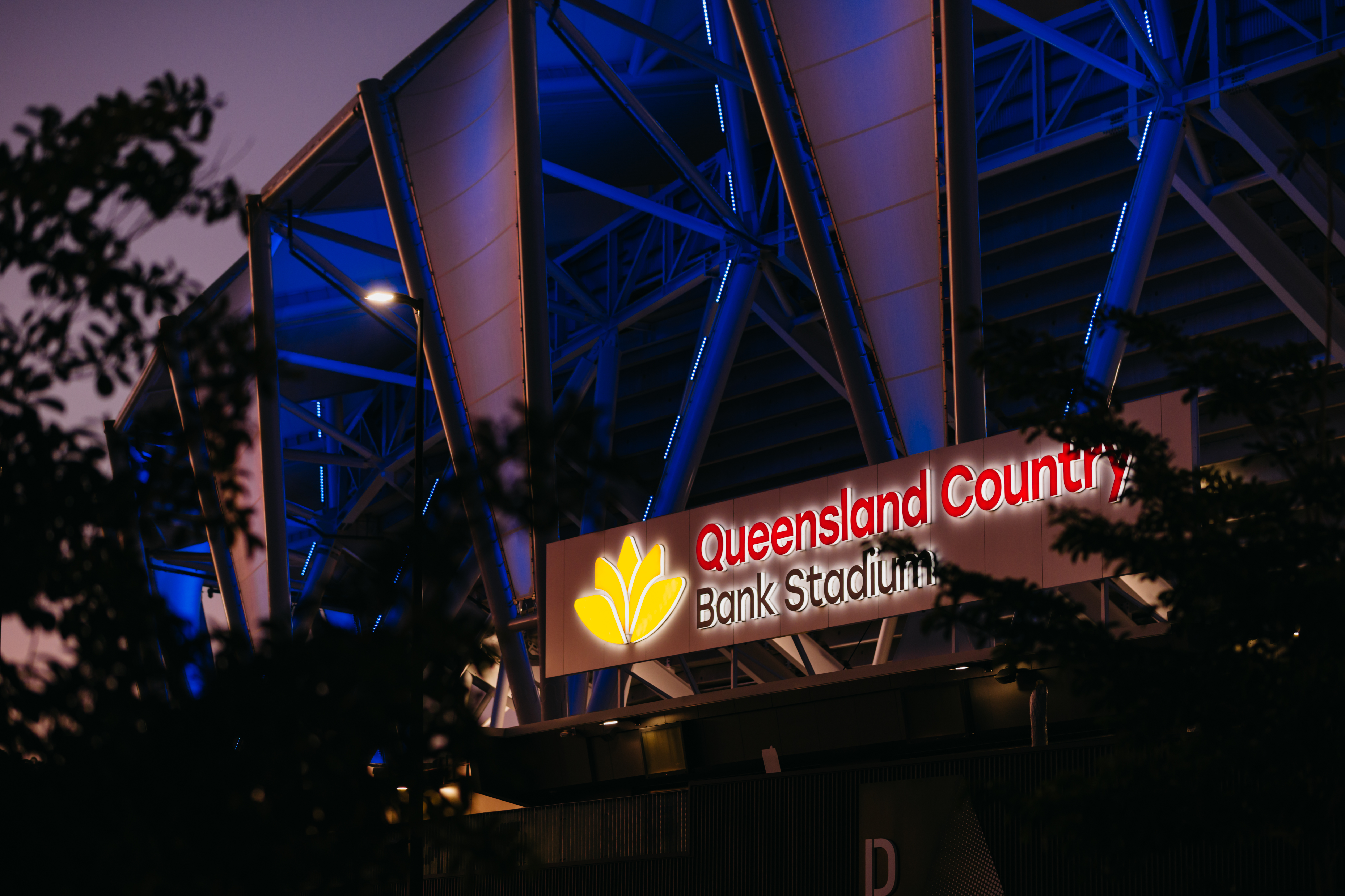 Queensland Country Bank Stadium LED Lights Purple