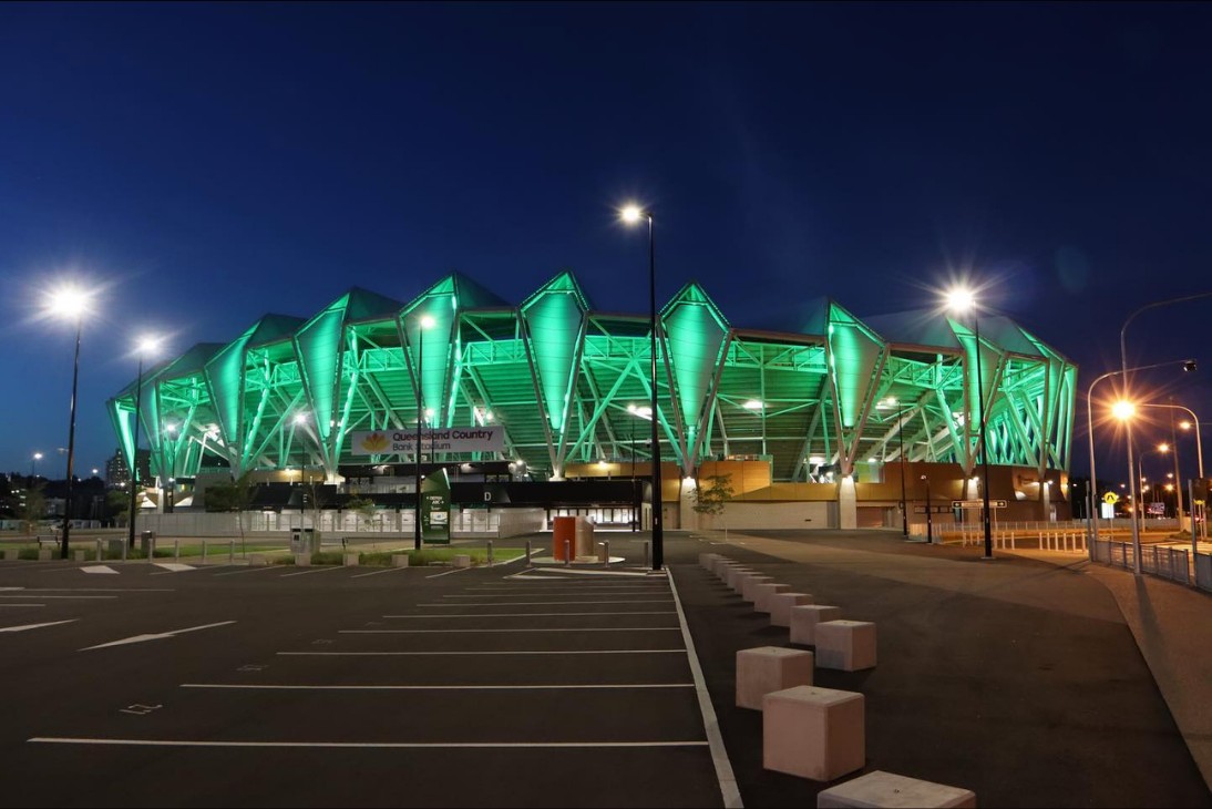 Queensland Country Bank Stadium LED Lights Green